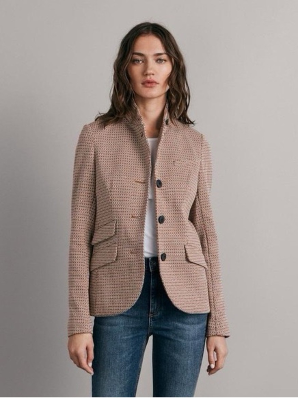 Rag & Bone Woman Brown Knit Utility Blazer Jacket US2 Classic Preppy Contermpory